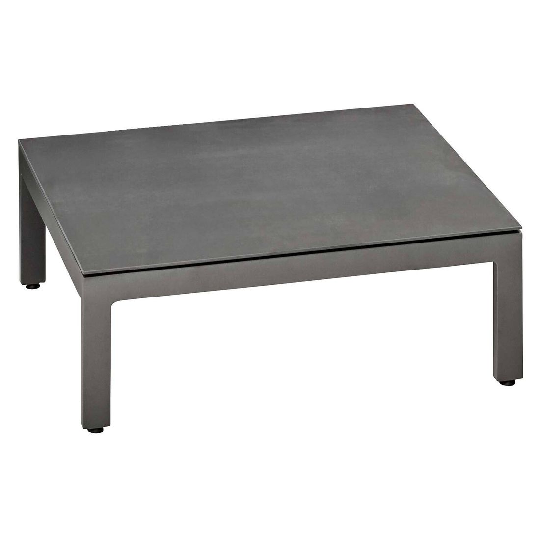 Loungebord Leonie 80x66 cm aluminium/keramikk i Concrete Coal, sett forfra