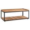 Loungebord Level 120x60 cm aluminium/teak grå forfra