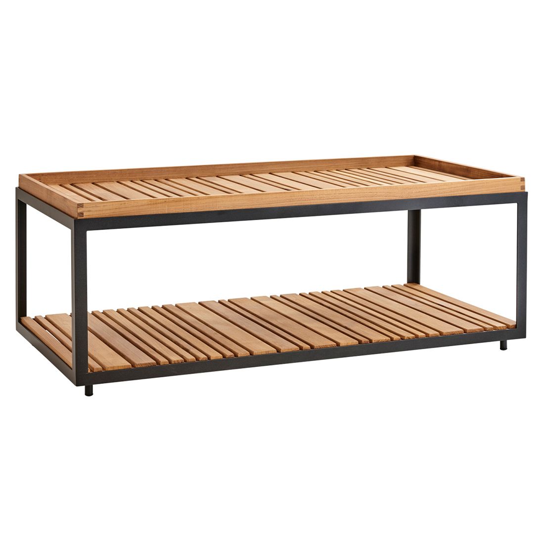 Loungebord Level 120x60 cm aluminium/teak grå forfra