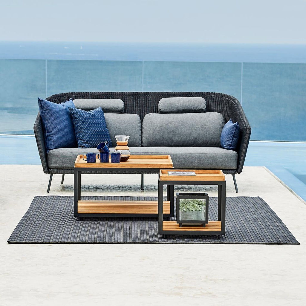 Loungebord Level 120x60 cm aluminium/teak grå montert på terrasse