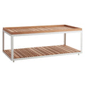 Loungebord Level 120x60 cm aluminium/teak hvit forfra