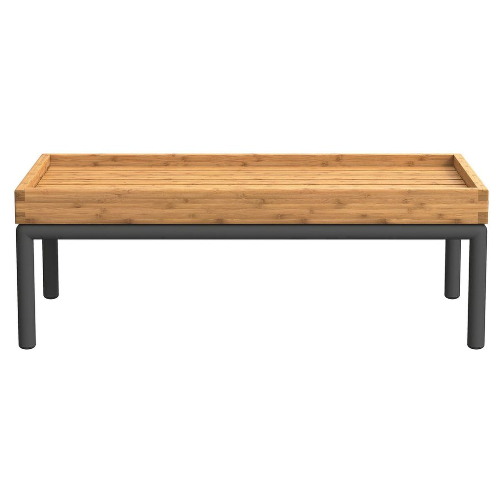 Loungebord Level 2 81x40 cm aluminium/bambus montert i hage