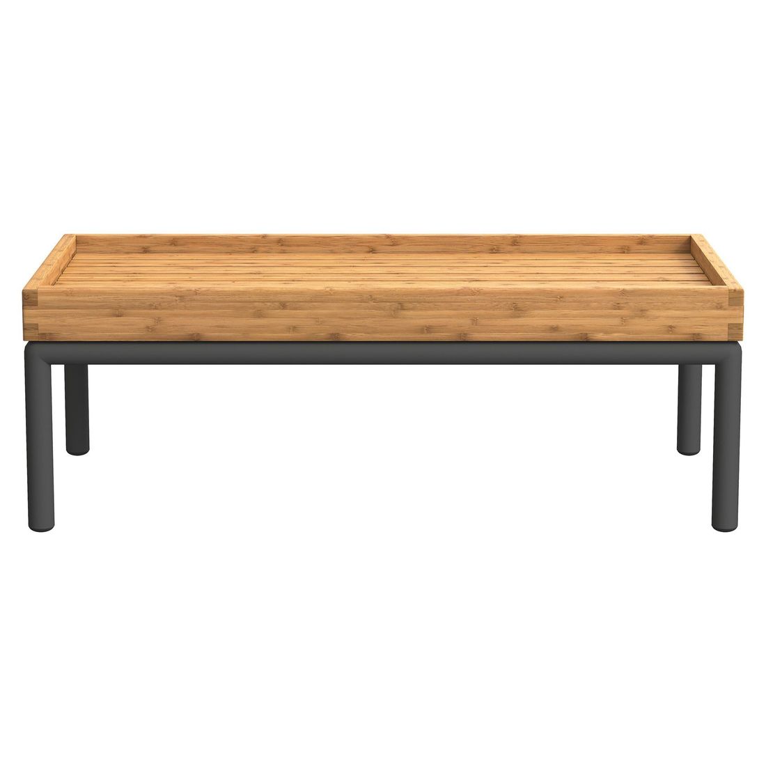 Loungebord Level 2 81x40 cm aluminium/bambus montert i hage