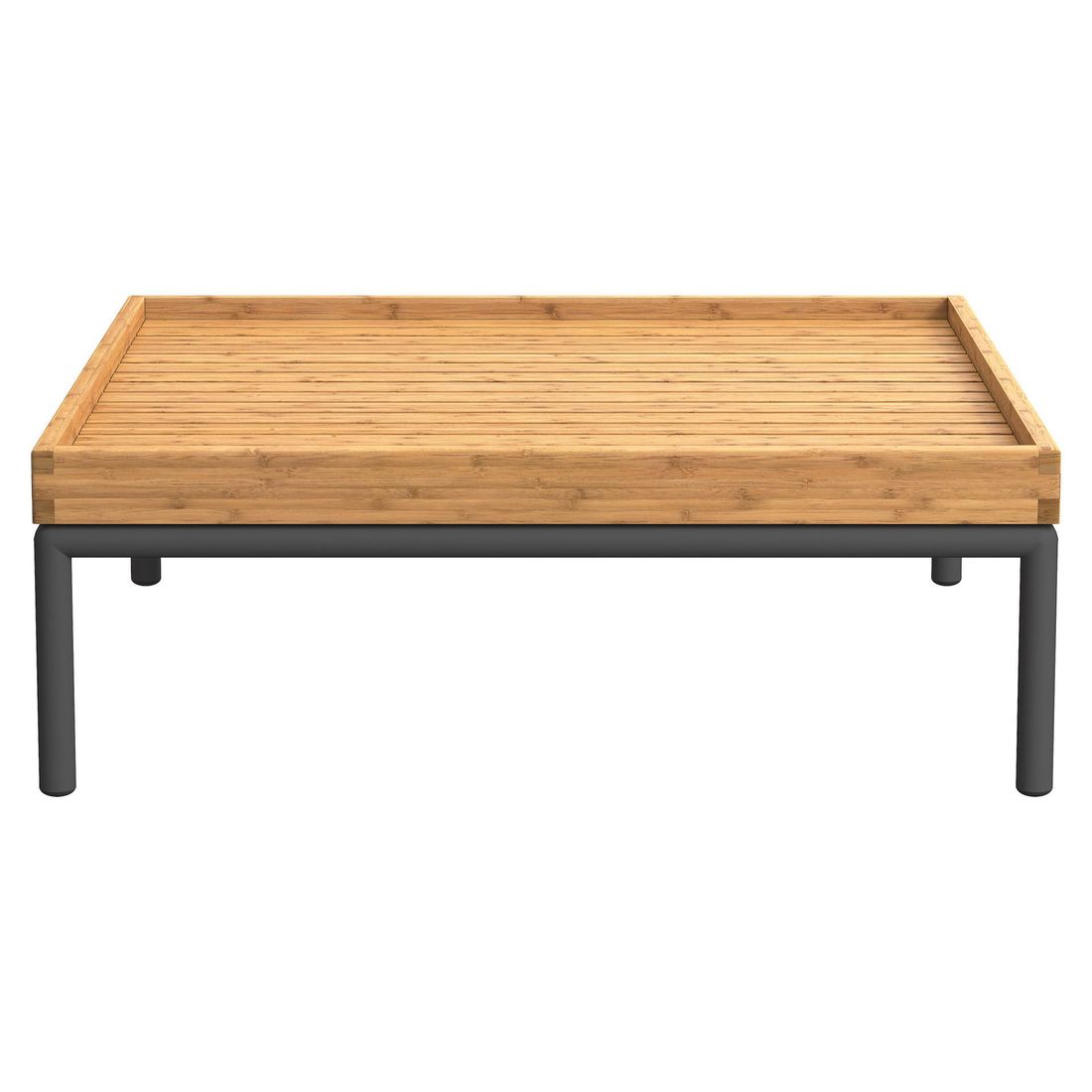 Loungebord Level 2 81x81 cm aluminium bambus med glass og kopper