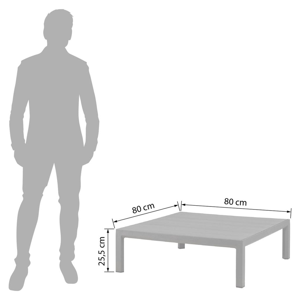 Loungebord Maximo 80x80cm plast stabelbart nærbilde av bordplate