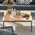 Loungebord Menorca aluminium/teak 89x89 cm forfra