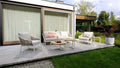 Loungebord Monaco Ø75 cm aluminium/teak forfra