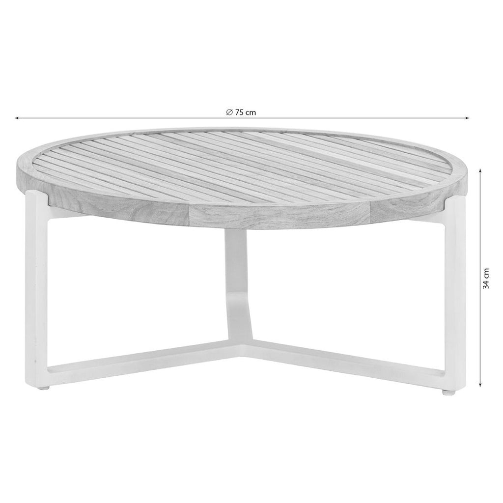 Loungebord Monaco Ø75 cm aluminium/teak nærbilde av aluminiumsramme