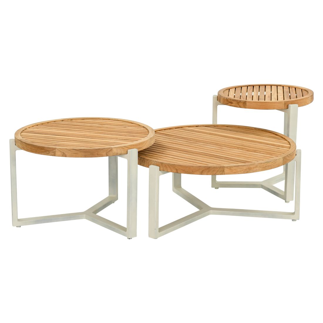 Loungebord Monaco Ø75 cm aluminium/teak med hagemøbler
