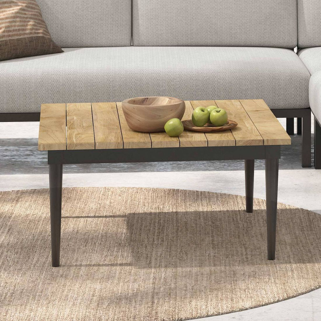 Loungebord Monet 80x80 cm aluminium/teak forfra