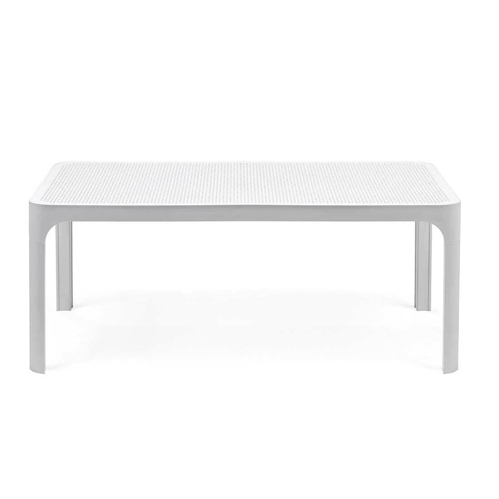Loungebord Net 100x60 cm plast hvit montert på terrasse