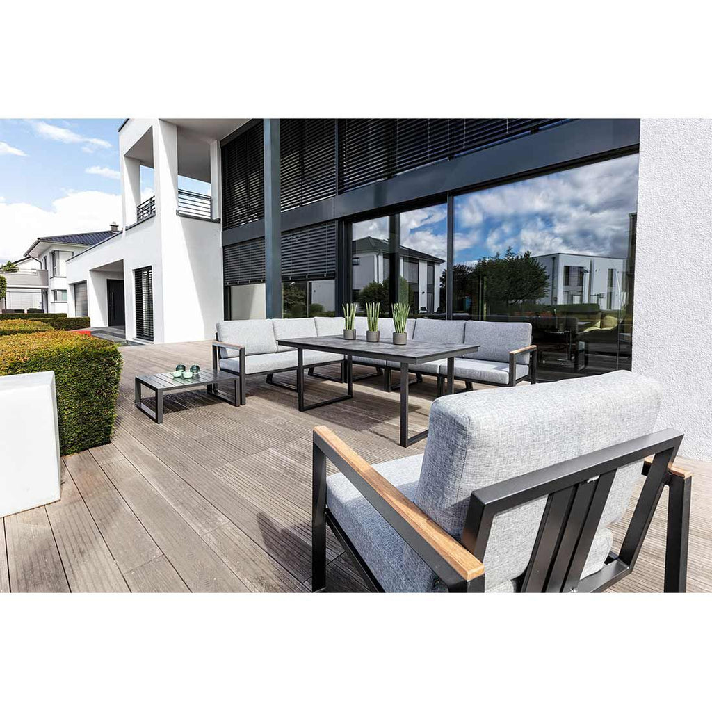 Montert Loungebord Ocean Skid 75x75 cm aluminium/olefin på terrasse