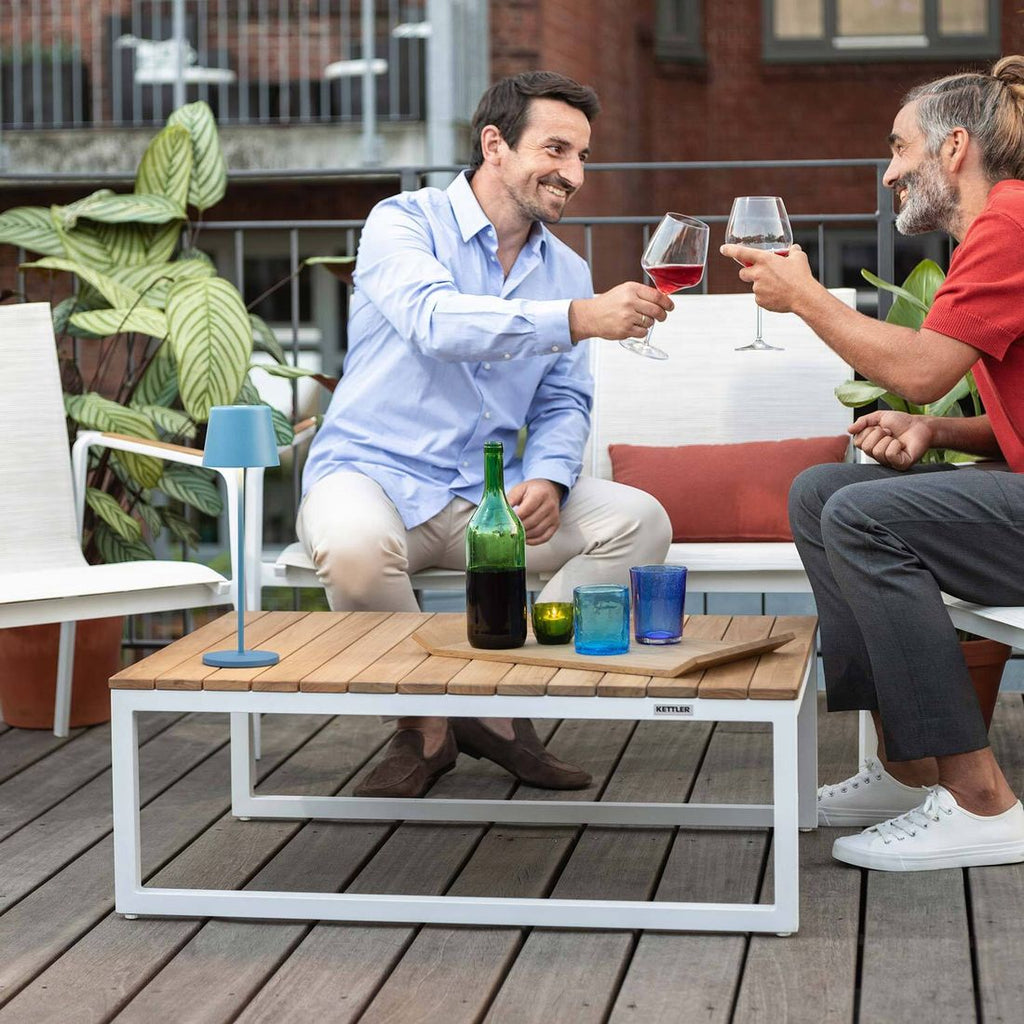 Loungebord Ocean Skid Platform 95x70cm aluminium/teak bakside