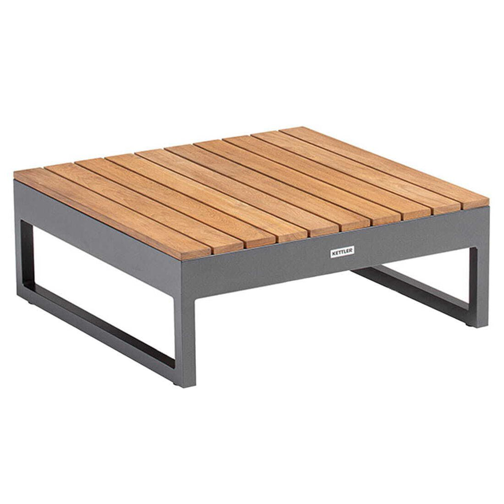 Loungebord Ocean Skid Platform 70x70cm aluminium teak detalj av teakplate