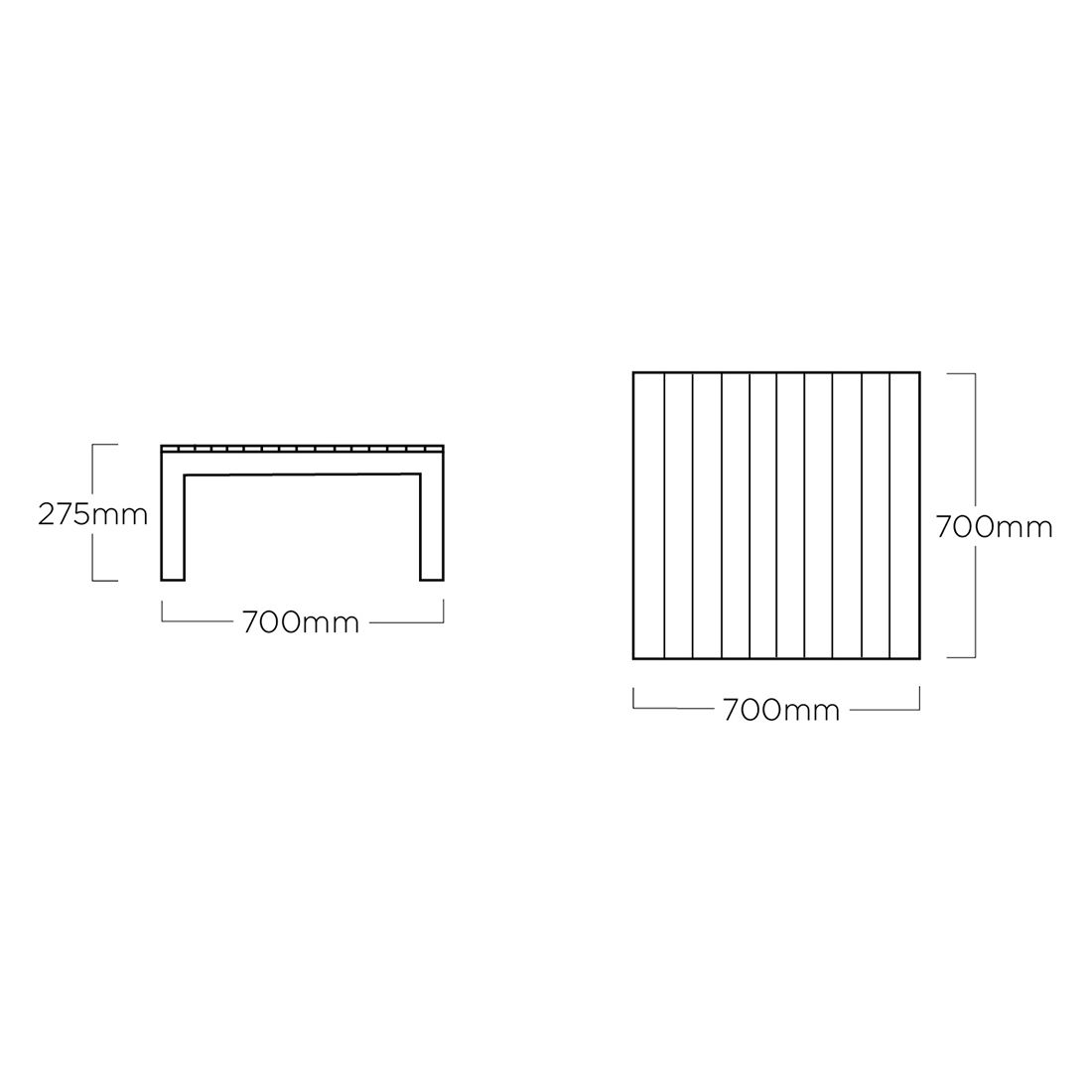 Loungebord Ocean Skid Platform 70x70cm aluminium teak montert i hage
