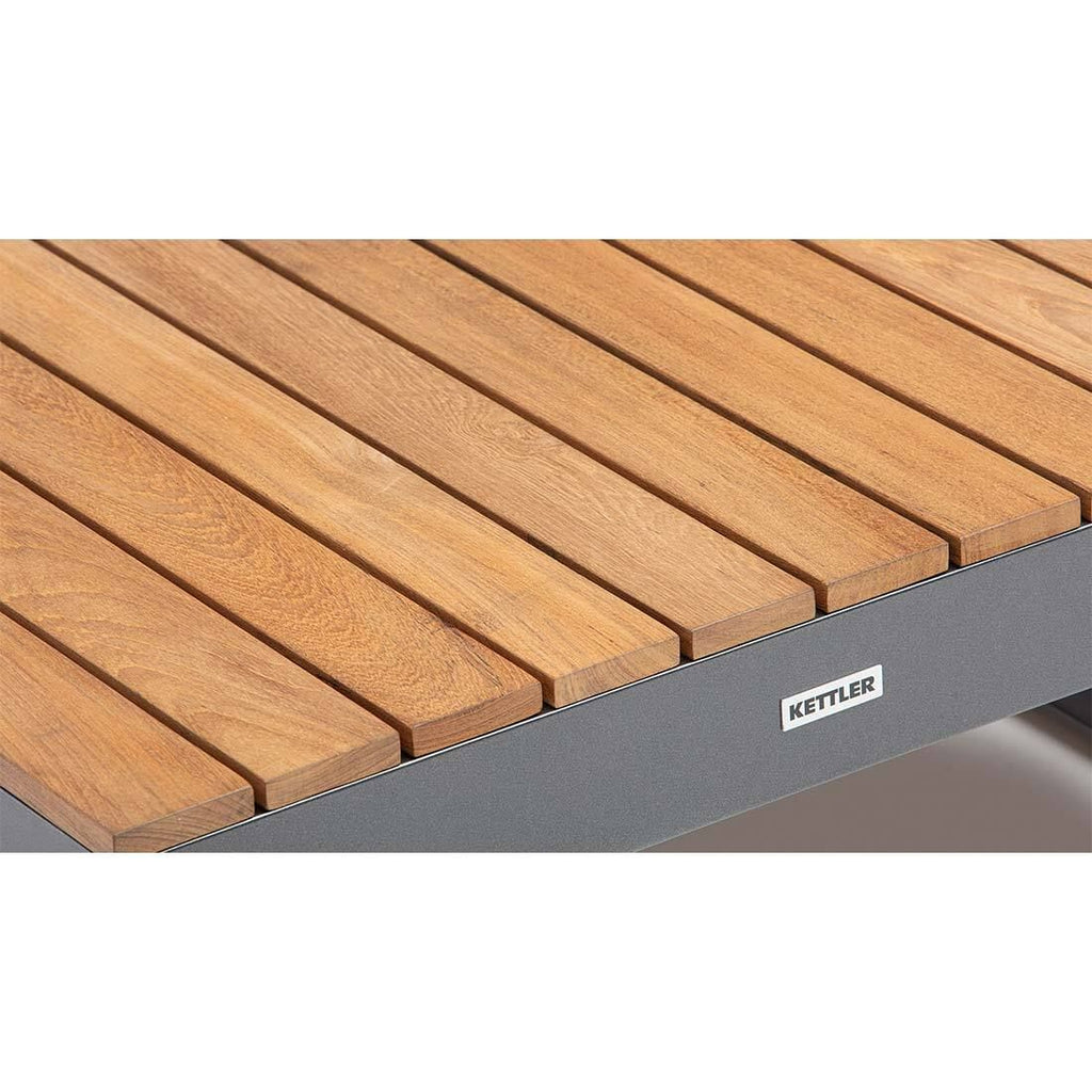 Loungebord Ocean Skid Platform 70x70cm aluminium teak nærbilde aluminiumramme