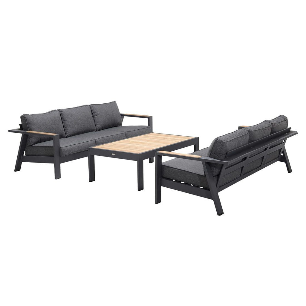 Loungebord Palau 143x80 cm aluminium/teak sideprofil