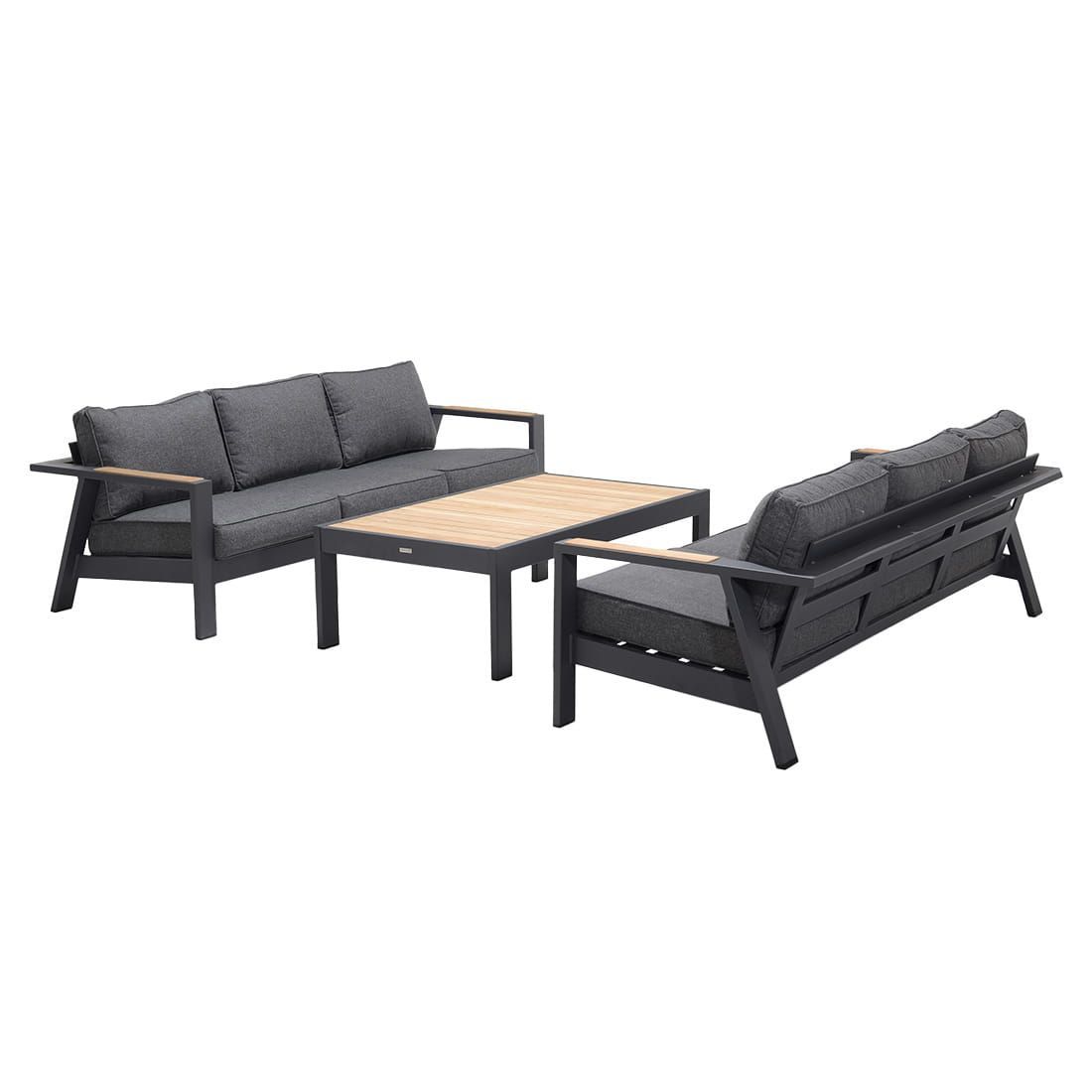 Loungebord Palau 143x80 cm aluminium/teak sideprofil