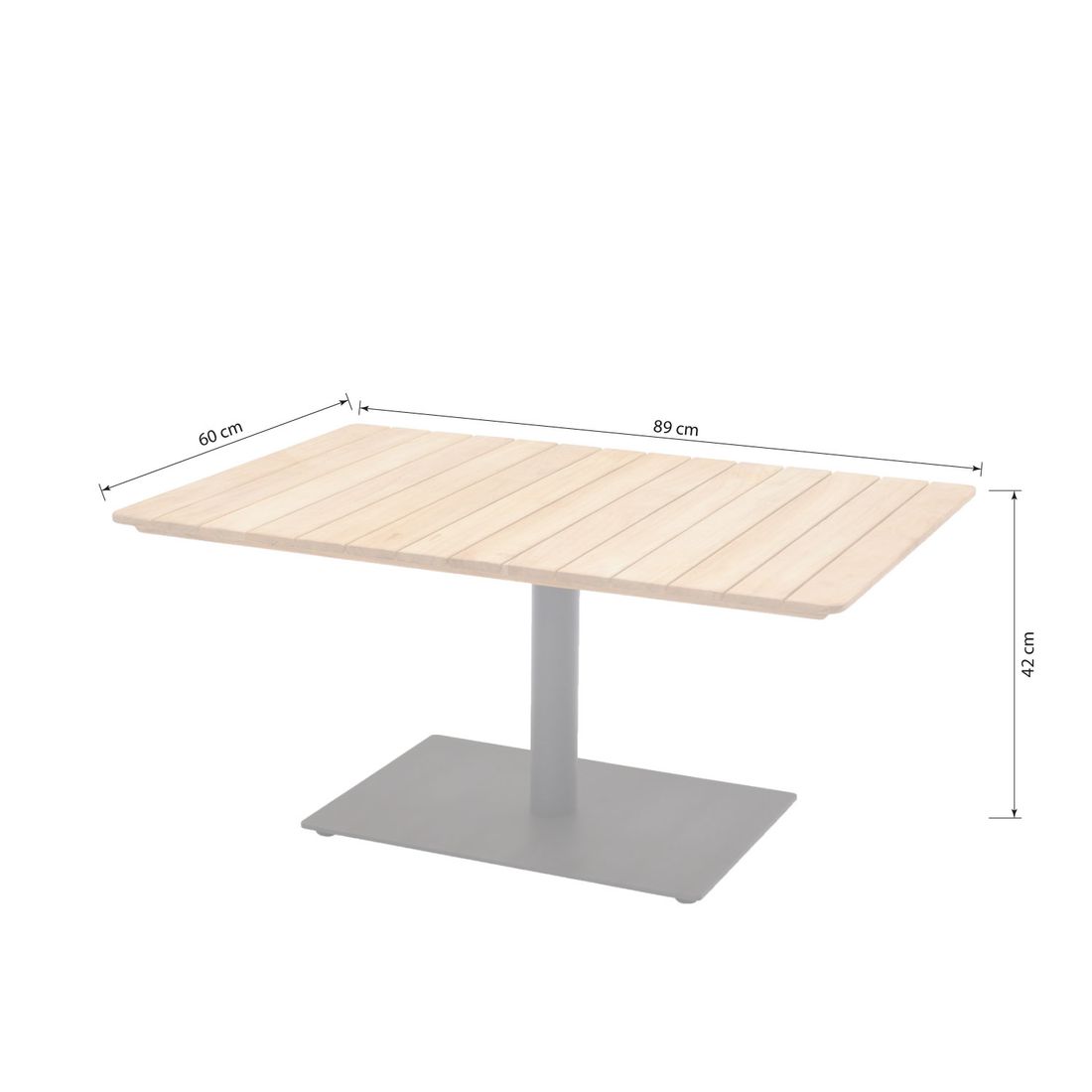 Detalj av Loungebord Pearl 89x60 cm aluminium/teak teakbordplate