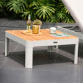 Loungebord Portals 72x72 cm aluminium/teak forfra