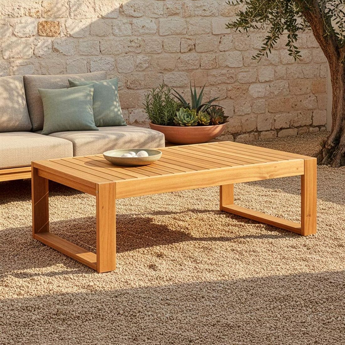 Loungebord Santa Cruz 100x60 cm akasie - OUTLIV forfra