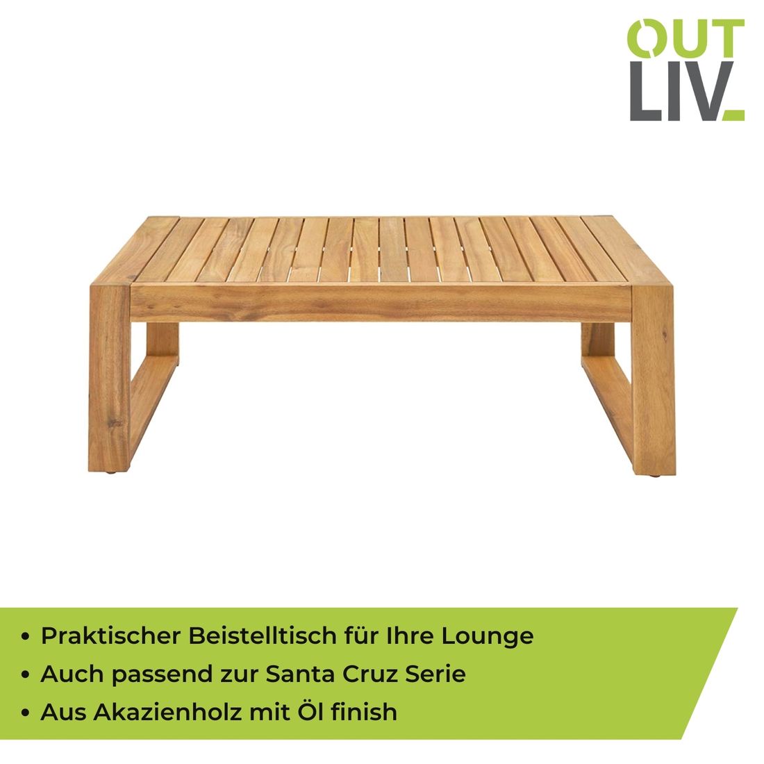 Loungebord Santa Cruz 100x60 cm akasie - OUTLIV samlet utsikt