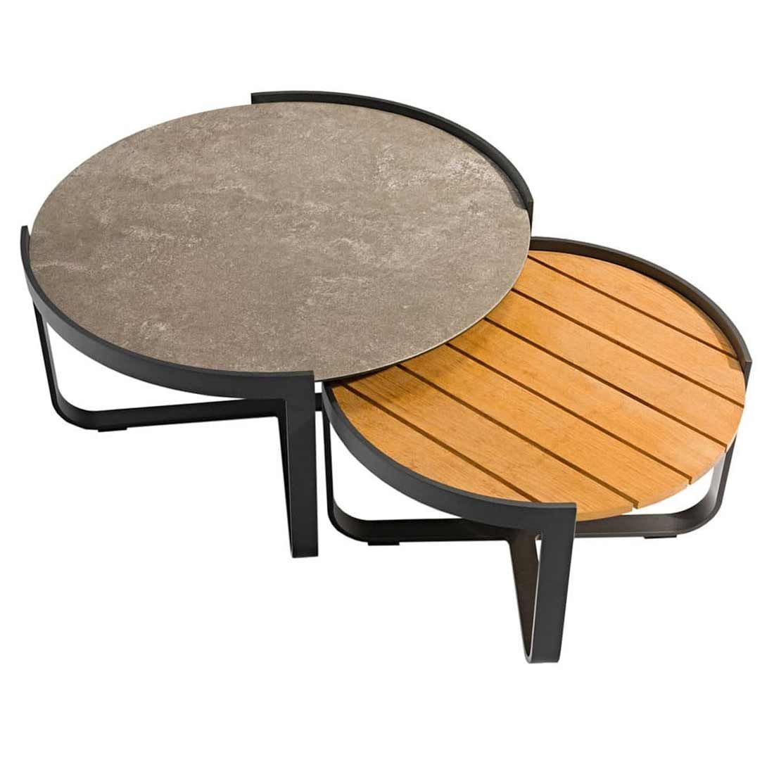 Loungebord-sett Fly 2-delt aluminium teak glasskeramikk Zebra bakside