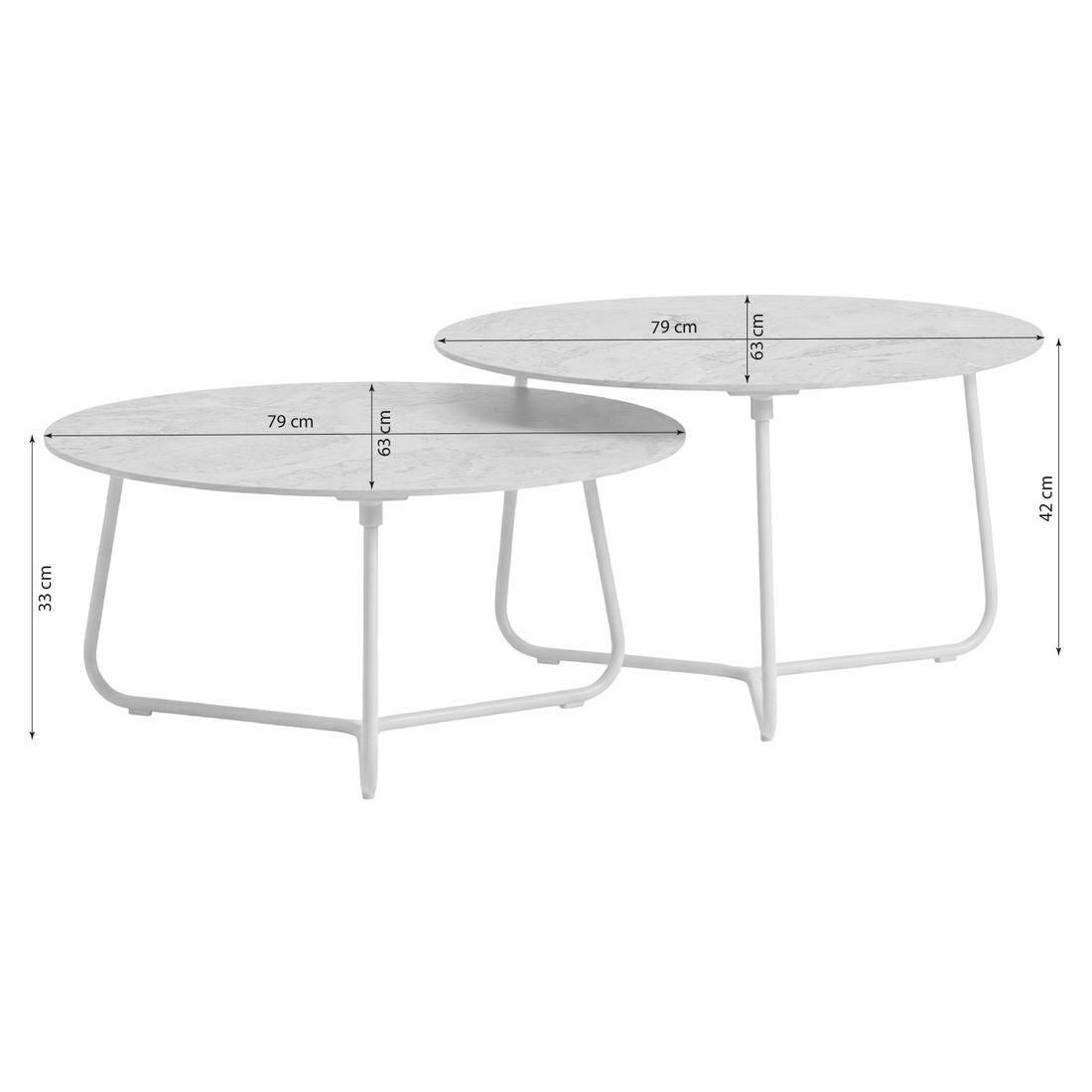Loungebord-sett Pine Key 2-delt aluminium/sinterstein detalj av bordplate