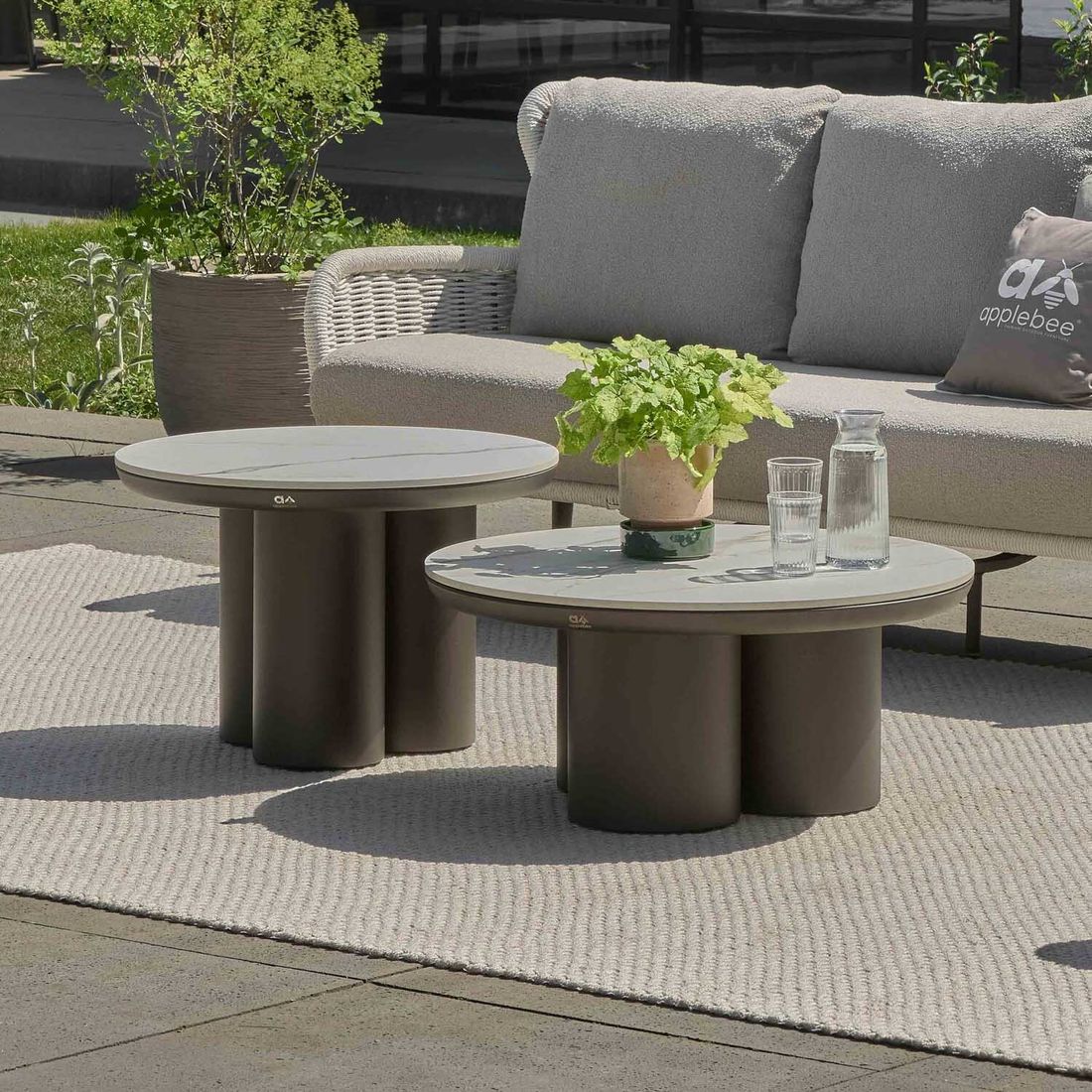 Loungebord-sett Tonga 2-deler aluminium/sinterstein bakside