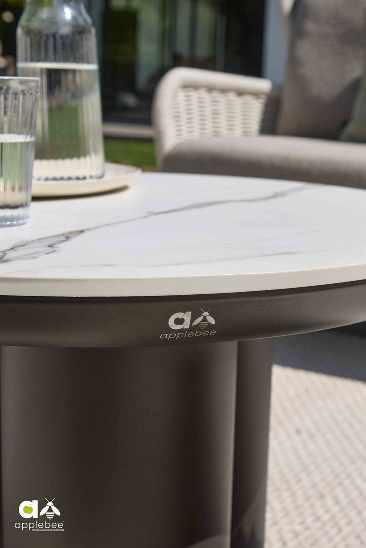 Loungebord-sett Tonga 2-deler aluminium/sinterstein sideprofil