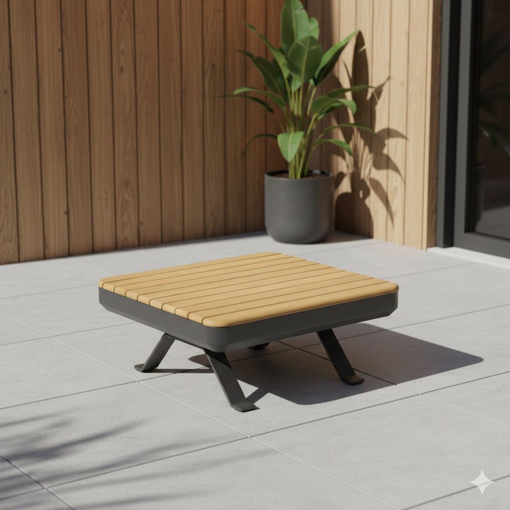 Loungebord Sky 70x70 cm aluminium/teak - Zebra forfra