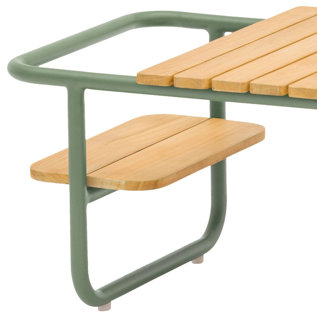 Loungebord Somerset aluminium/teak 83,5x46 cm montert på terrasse