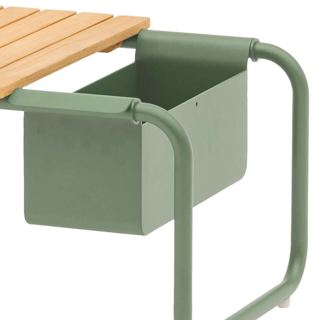Nærbilde av teak bordplate på Loungebord Somerset aluminium/teak 83,5x46 cm