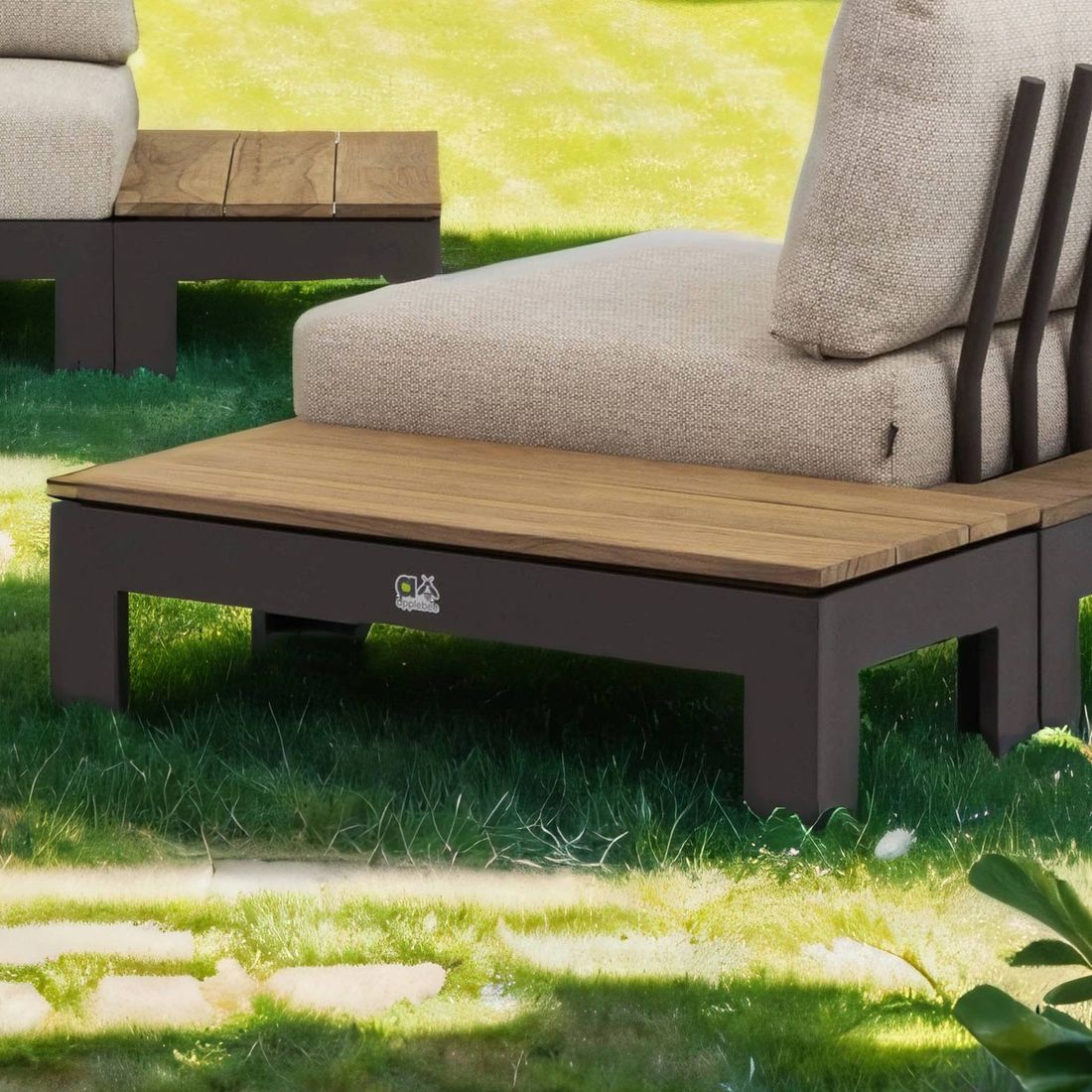 Loungebord Sticks & More 87x44 cm aluminium/teak forfra
