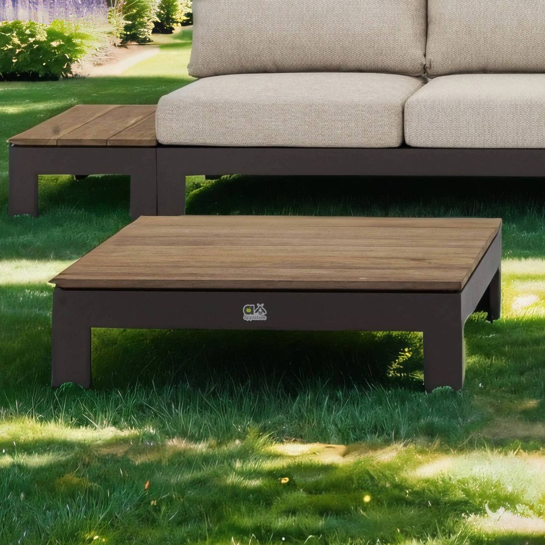 Loungebord Sticks & More 87x87 cm aluminium/teak forfra