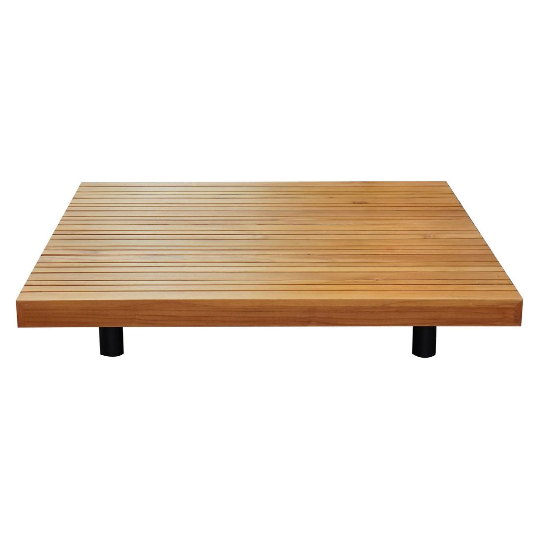 Loungebord Sunbay 120x120 cm aluminium/teak montert på terrasse
