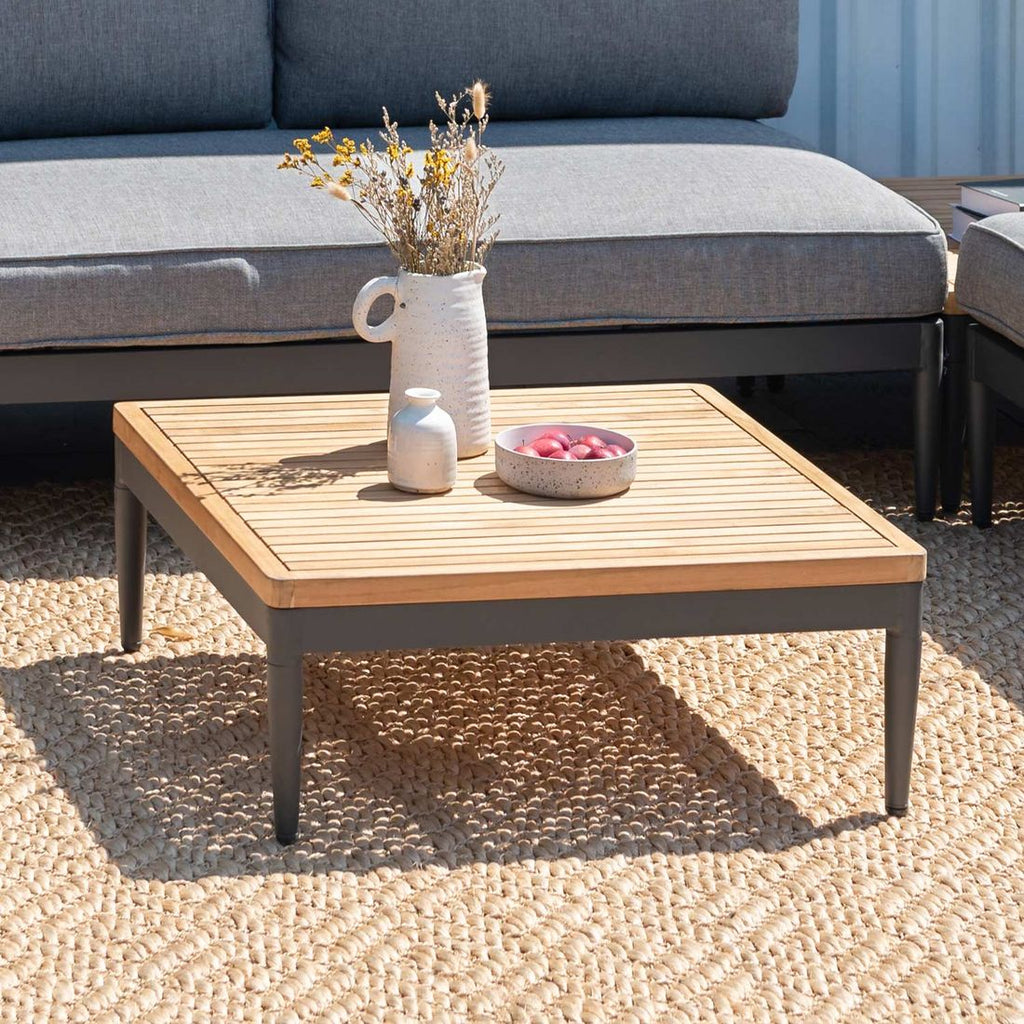 Loungebord Topaz 73x73 cm aluminium/teak forside