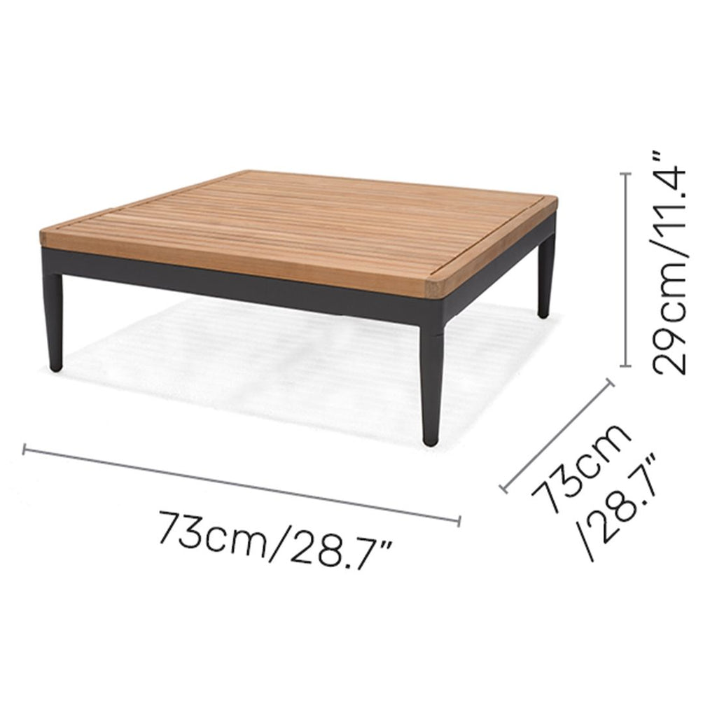 Detalj av teak bordplate på Loungebord Topaz