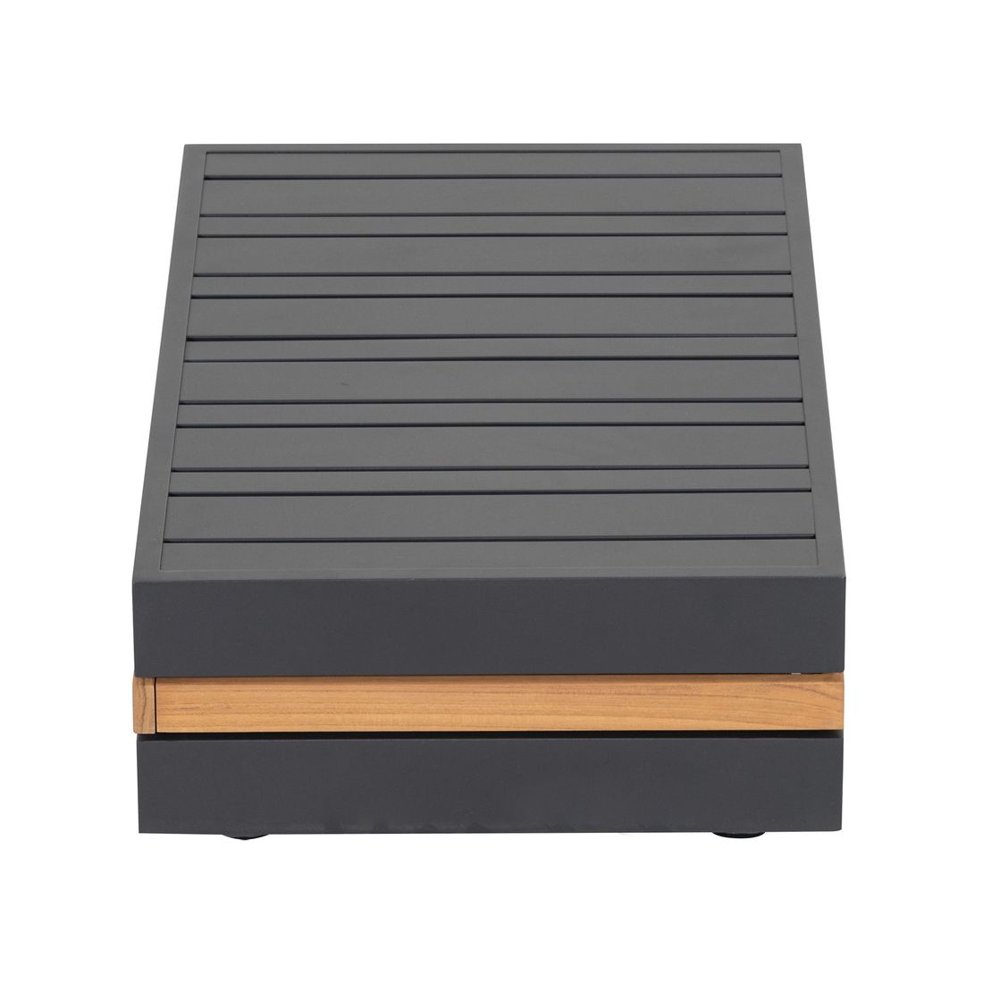 Loungebord Triest 68x40 cm aluminium antrasitt med teakdetaljer