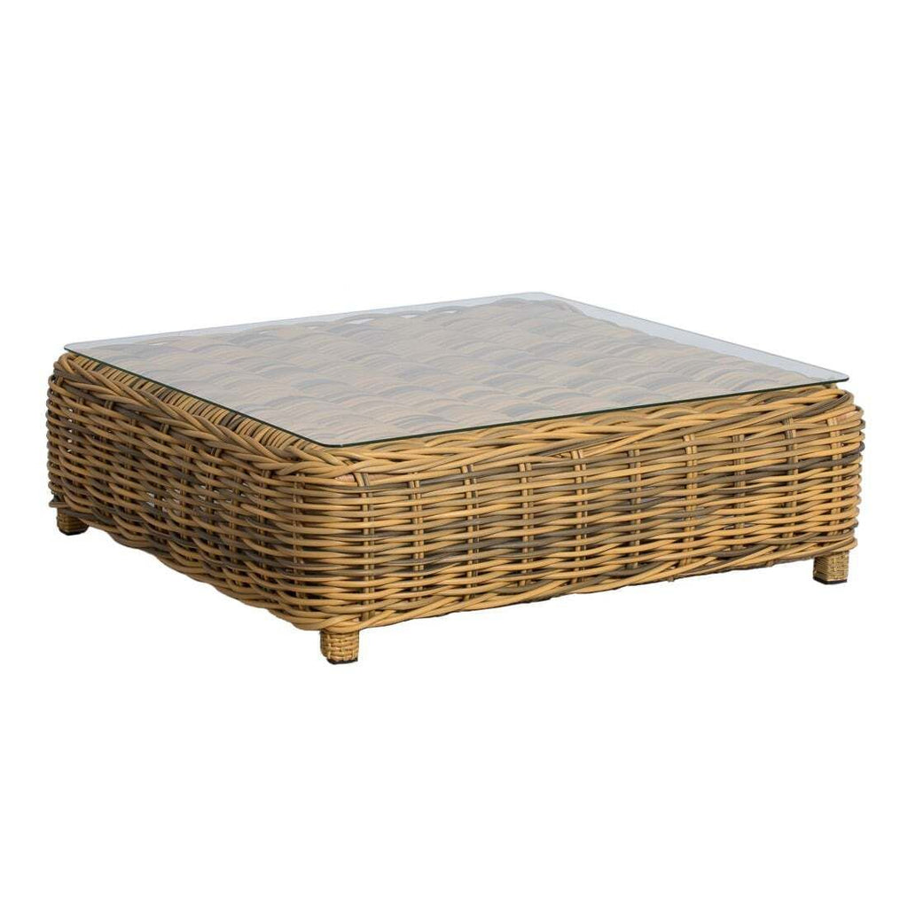 Loungebord Versailles 101x101 cm polyrotting og glass detalj