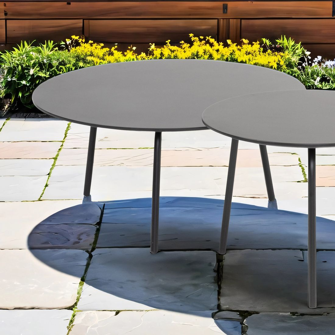Loungebord Vienna Ø70 cm stål/fibersement bakside