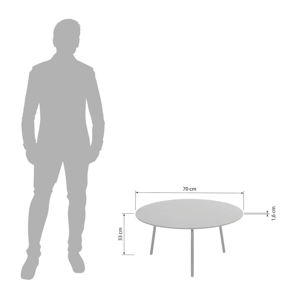 Detalj av bordplaten på Loungebord Vienna Ø70 cm stål/fibersement