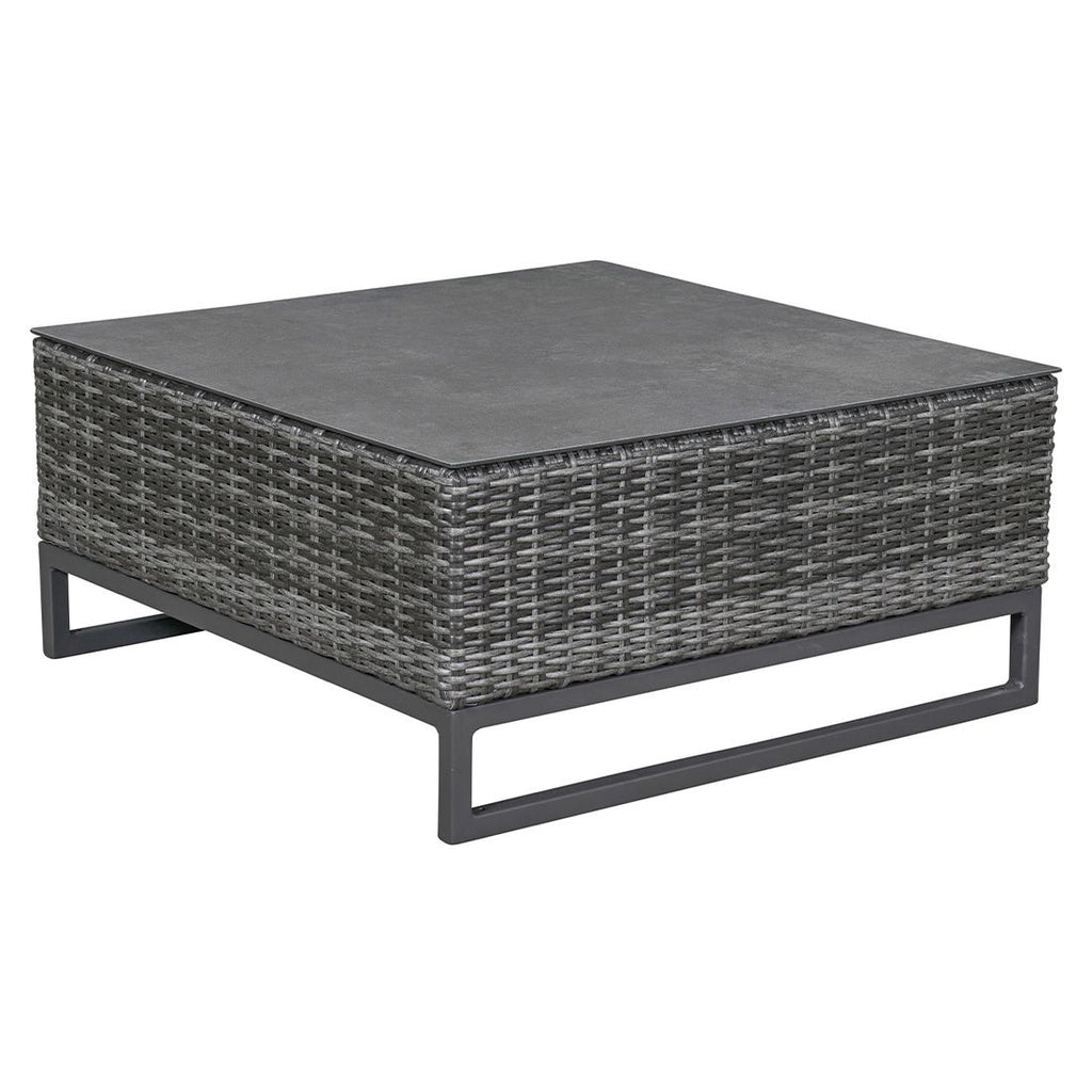 Loungebord Vivera 80x80 cm aluminium og glasskeramikk forside