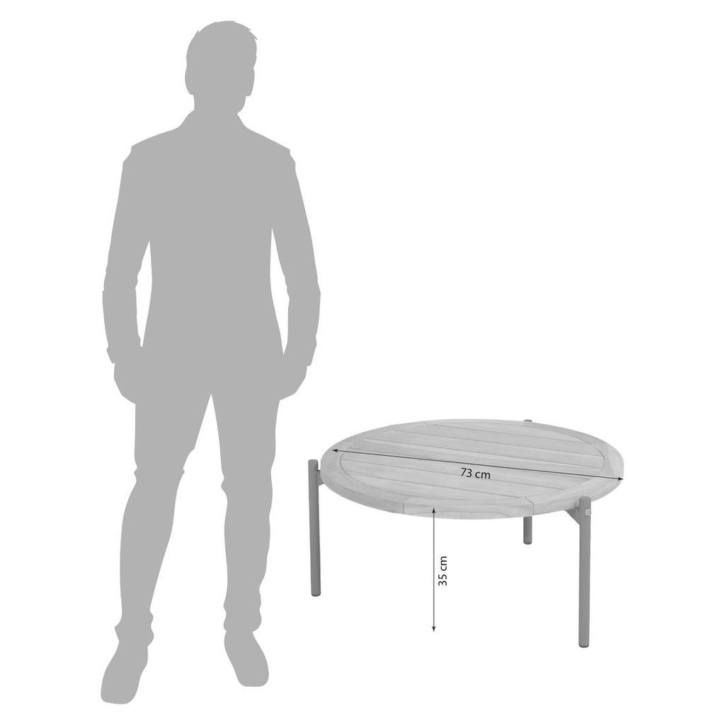 Detaljbilde av Loungebord Yoga Ø73 cm aluminium/teak