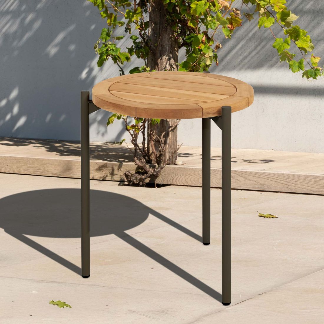 Loungebord Yoga Ø45 cm aluminium/teak bakside