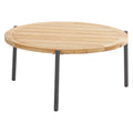 Loungebord Yoga Ø73 cm aluminium/teak forfra