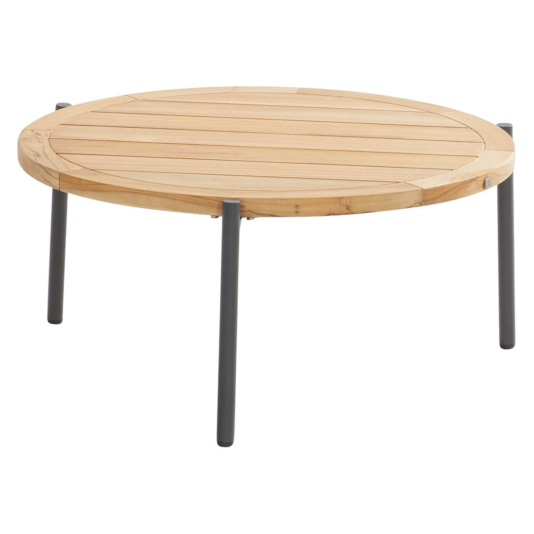 Loungebord Yoga Ø73 cm aluminium/teak forfra