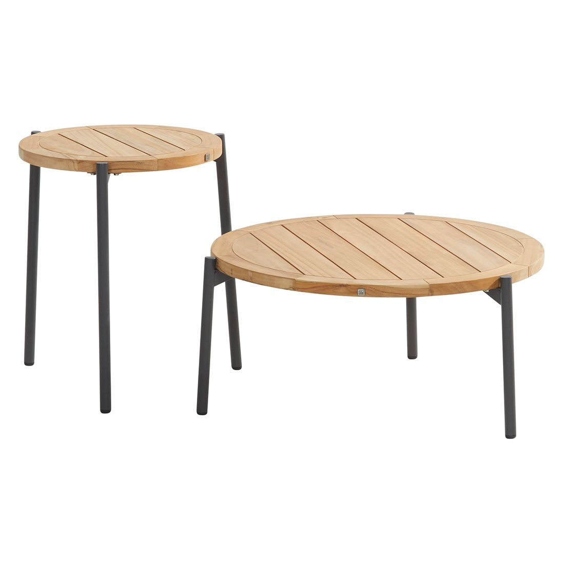 Loungebord Yoga Ø73 cm aluminium/teak bakside
