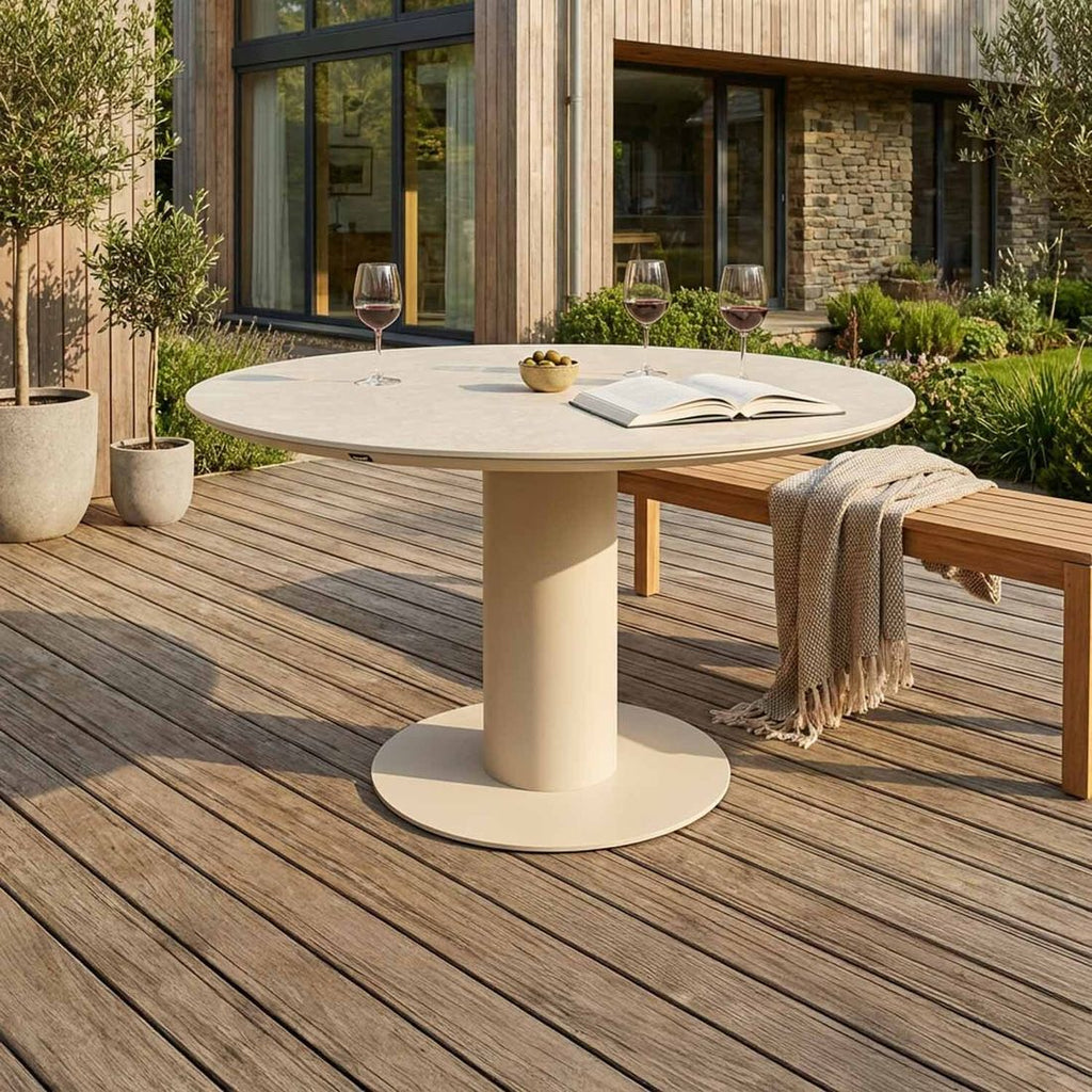 Loungebord Zaragoza low dining Ø120 cm aluminium/keramikk - Hartman bakside