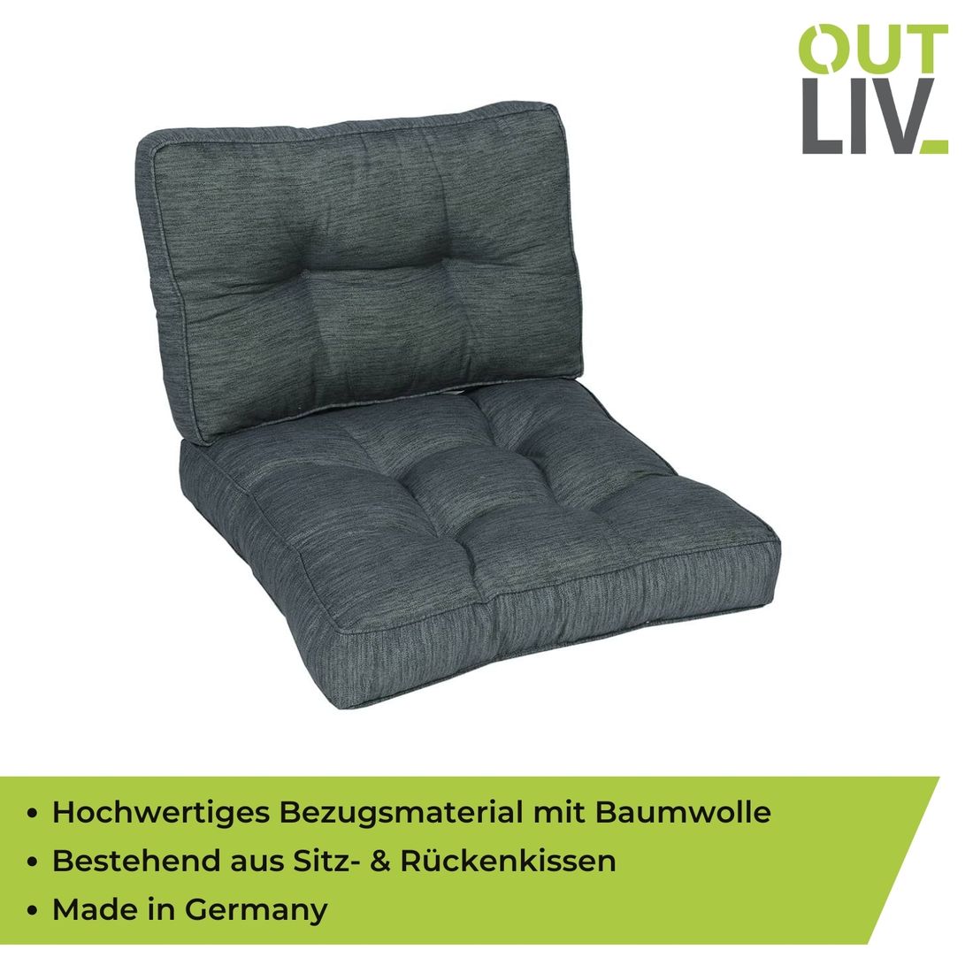 Loungepute til midtmodul 60 cm antrasitt - OUTLIV i hagebruk